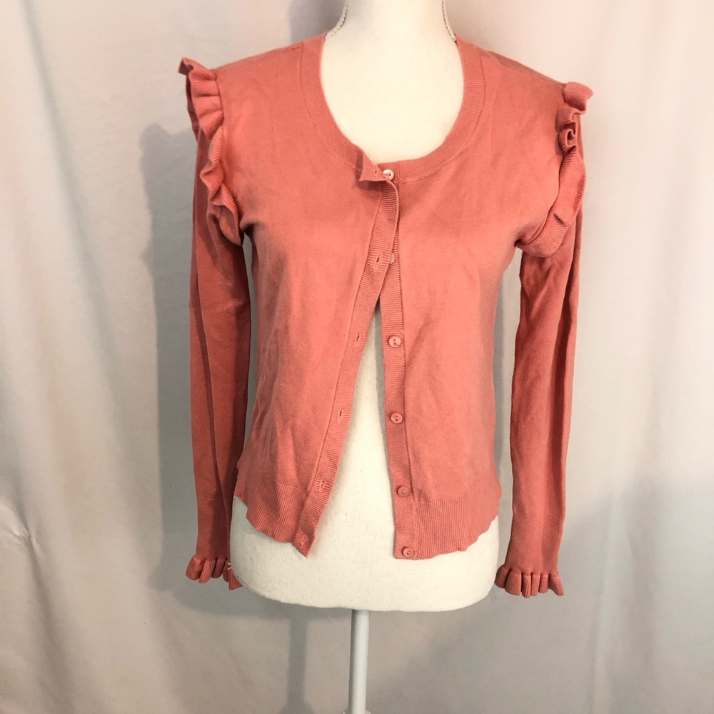 Zara Knit ruffle cuff button up cardigan